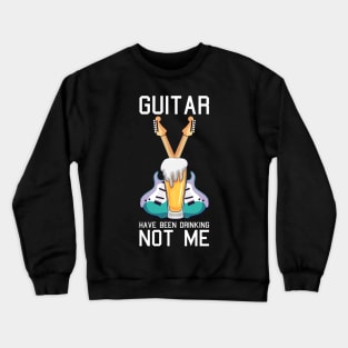 Funny Electric Guitar Graphic Design and Beer Guitarist Crewneck Sweatshirt